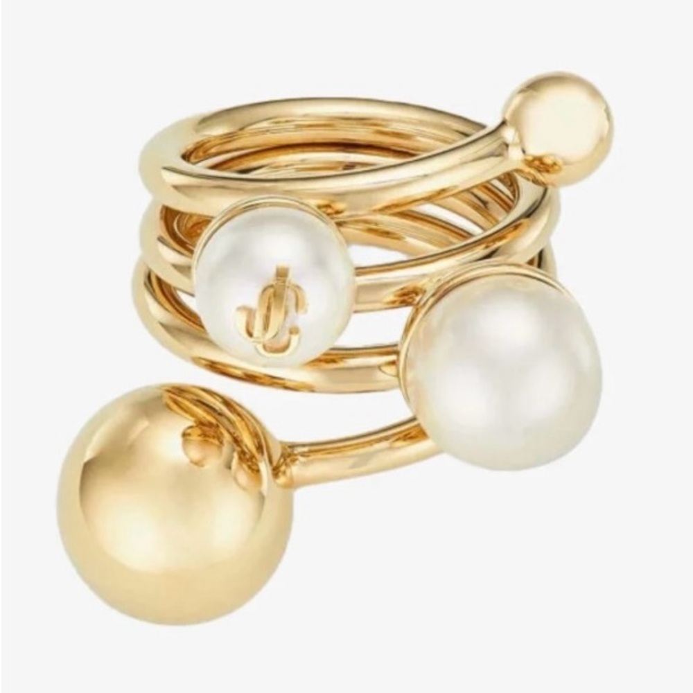 Jimmy Choo Elegant Gold Pearl Ring